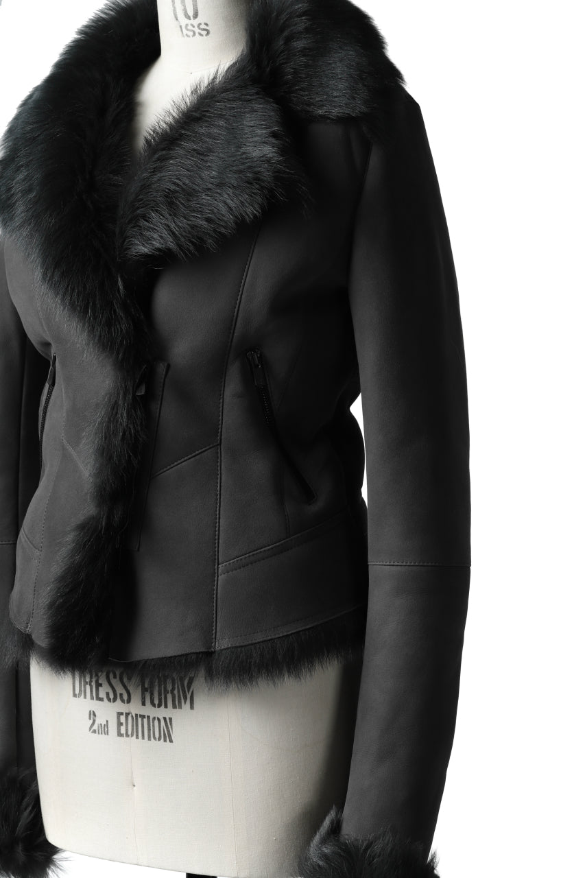 Load image into Gallery viewer, A.F ARTEFACT SHEEP SHEARLING MOUTON JACKET / LADIES (GREY x BLACK)