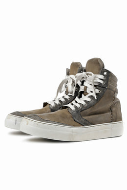 incarnation HIGH CUT BB-1 SNEAKER / HORSE COMBI LEATHER PIECE DYED (ECRU x ECRU REVERSE)