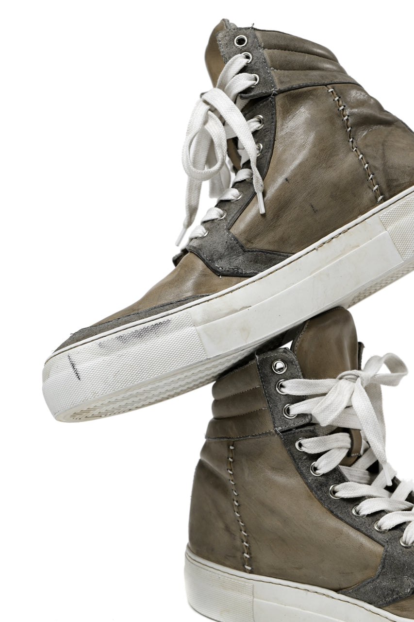 Load image into Gallery viewer, incarnation HIGH CUT BB-1 SNEAKER / HORSE COMBI LEATHER PIECE DYED (ECRU x ECRU REVERSE)