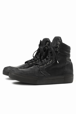 incarnation HIGH CUT BB-1 SNEAKER / HORSE COMBI LEATHER PIECE DYED (BLACK x BLACK REVERSE)