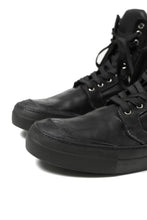 Load image into Gallery viewer, incarnation HIGH CUT BB-1 SNEAKER / HORSE COMBI LEATHER PIECE DYED (BLACK x BLACK REVERSE)