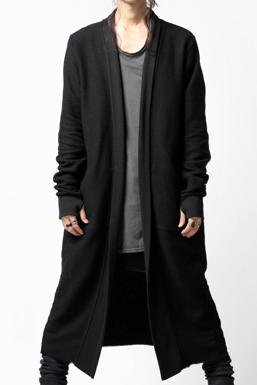 thomkrom LONG CARDIGAN JACKET / HEAVY WAFFLE JERSEY (BLACK)