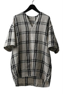 _vital exclusive minimal tunica tops / linen-plaid (BLACK x BEIGE)