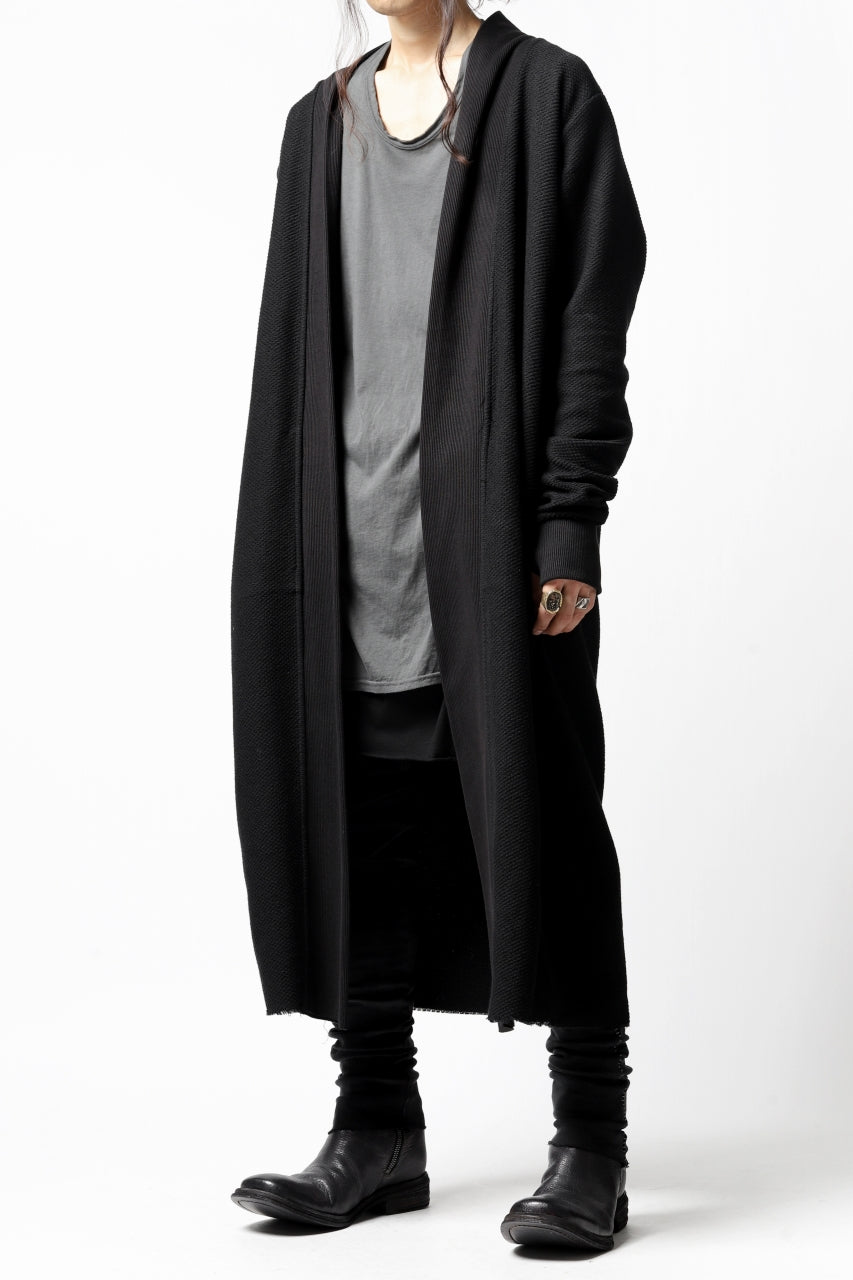 画像をギャラリービューアに読み込む, thomkrom LONG CARDIGAN JACKET / HEAVY WAFFLE JERSEY (BLACK)