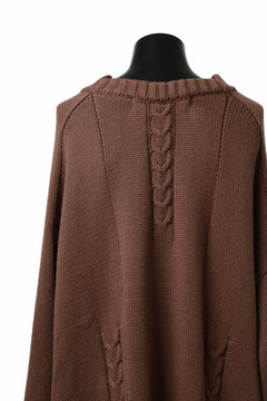 画像をギャラリービューアに読み込む, A.F ARTEFACT LOWGAUGE CABLE KNIT PULLOVER IRREGULAR-HEM (BROWN)