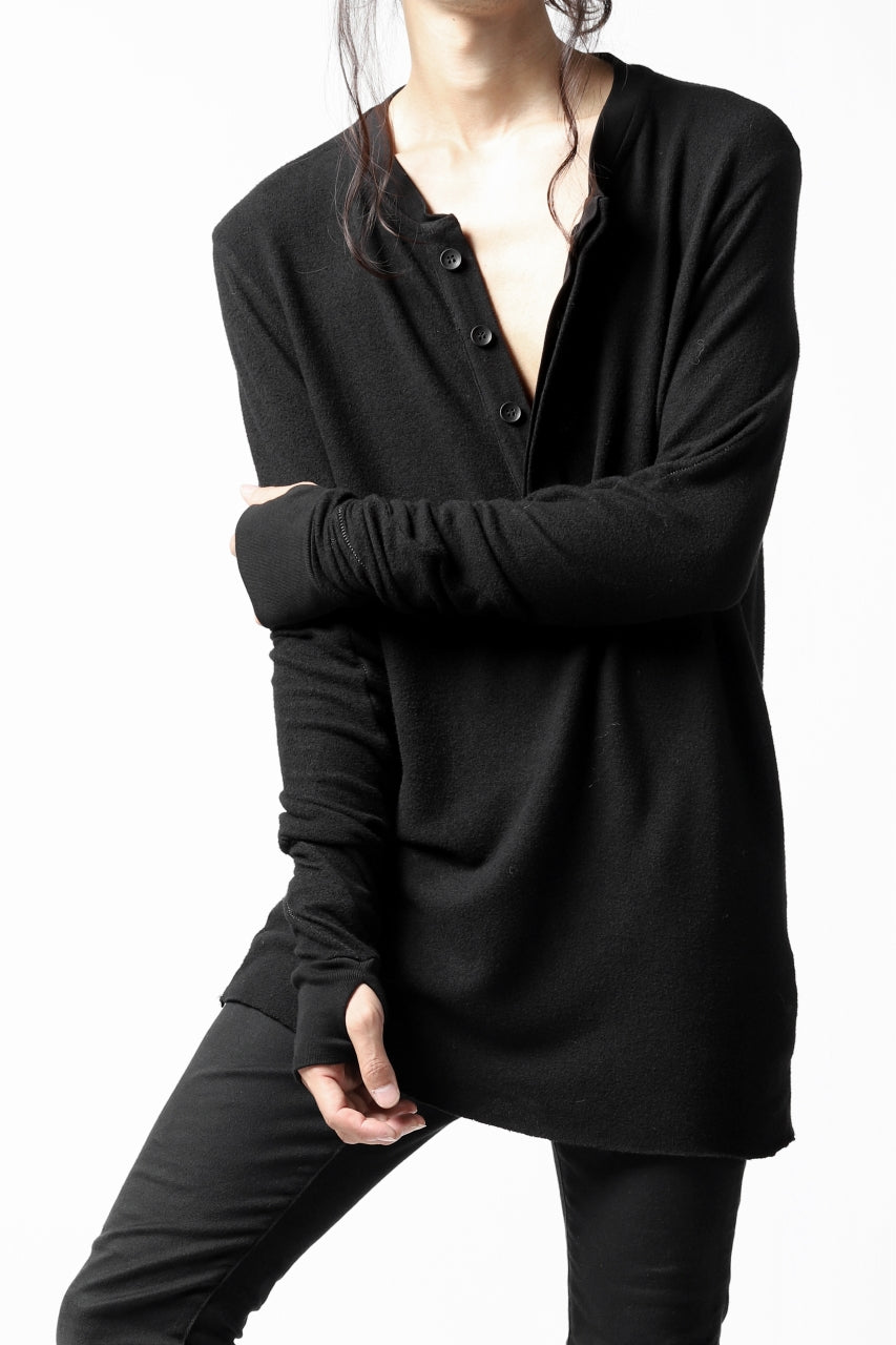 thomkrom HENRY NECK SWEATER TOPS / OVERLOCK STITCHED (BLACK)