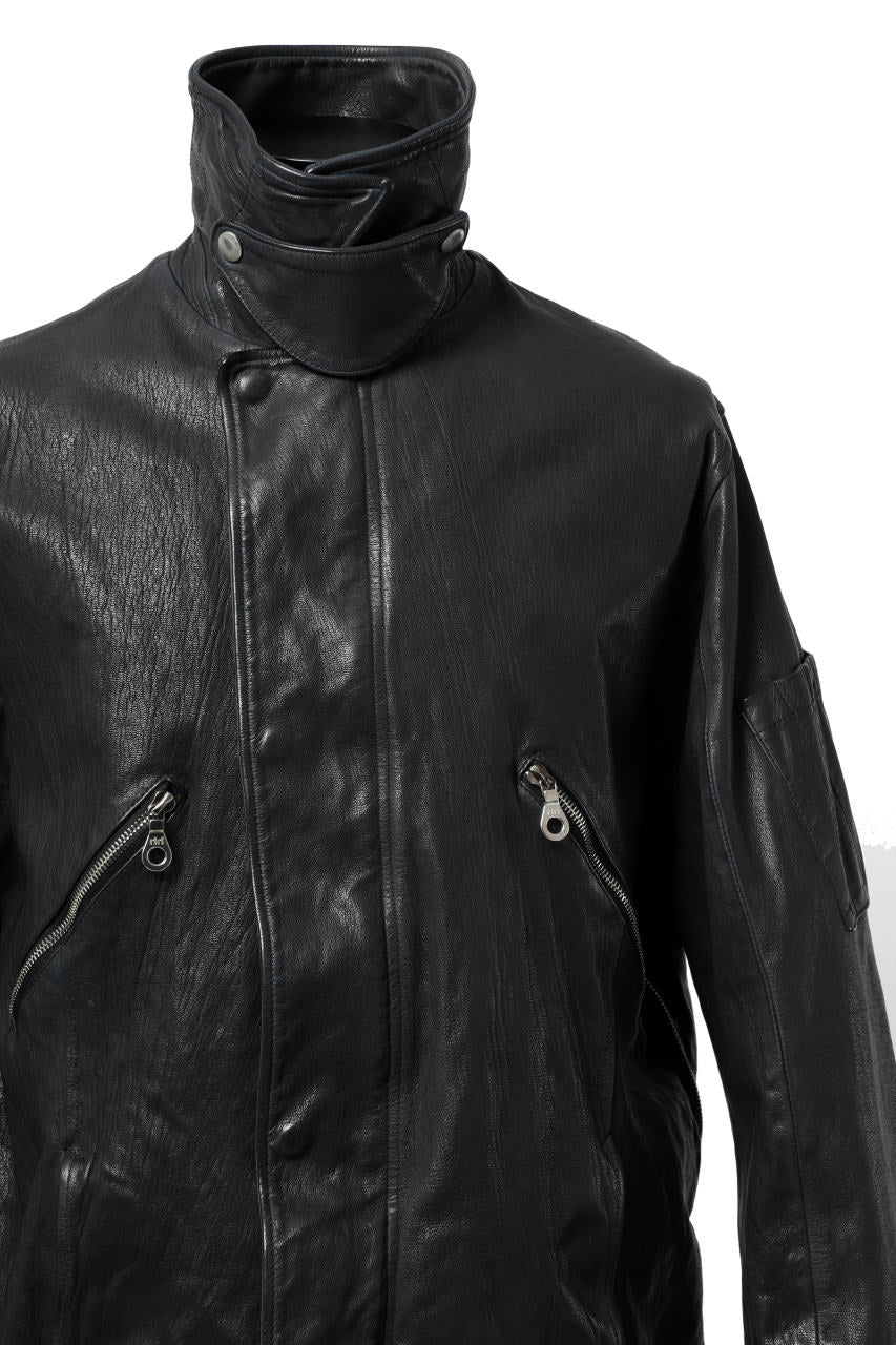 ISAMU KATAYAMA BACKLASH FLIGHT JACKET / GOAT LEATHER (GARMENT+SPRAY DYED / BLACK)