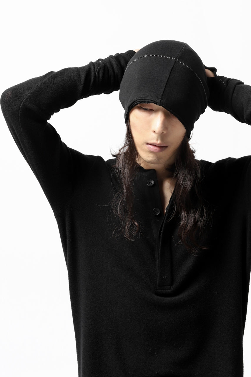 thomkrom BEANY CAP /  OVERLOCK STITCHED JERSEY (BLACK)
