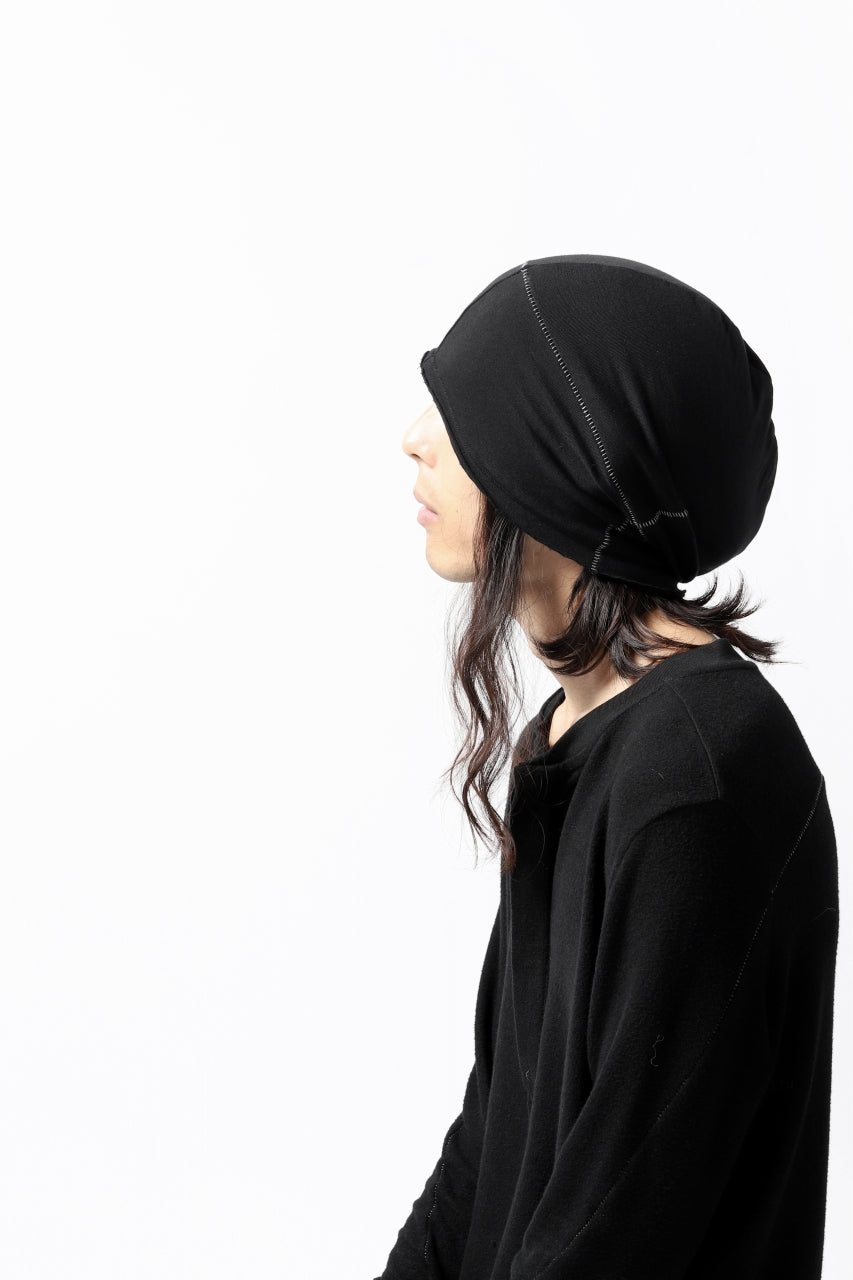 thomkrom BEANY CAP /  OVERLOCK STITCHED JERSEY (BLACK)