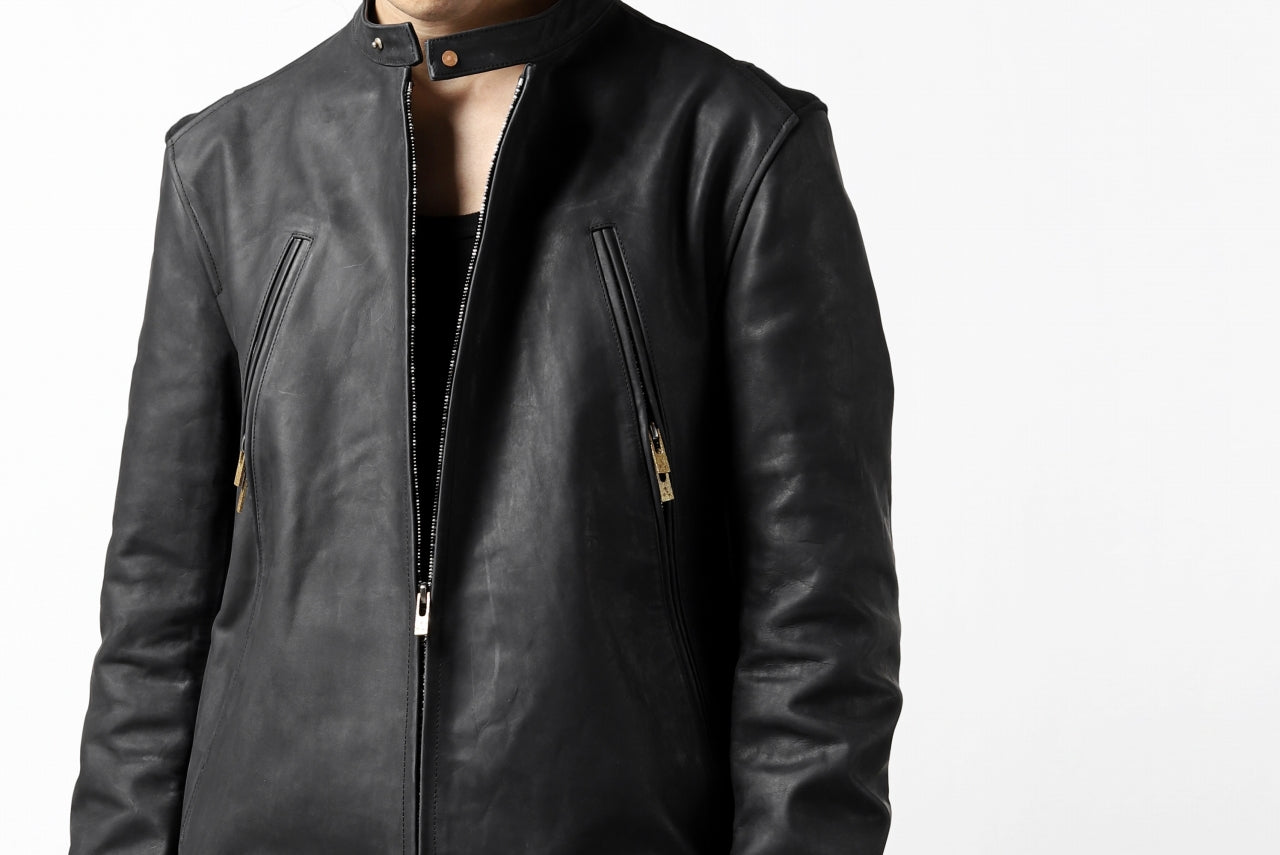 ierib exclusive single biker jacket / Nicolas Italy Vachetta (BLACK)