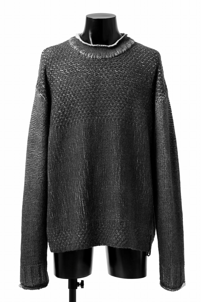 画像をギャラリービューアに読み込む, ISAMU KATAYAMA BACKLASH LOOSEY KNIT PULLOVER / PIGMENT PRINTED (GREY)