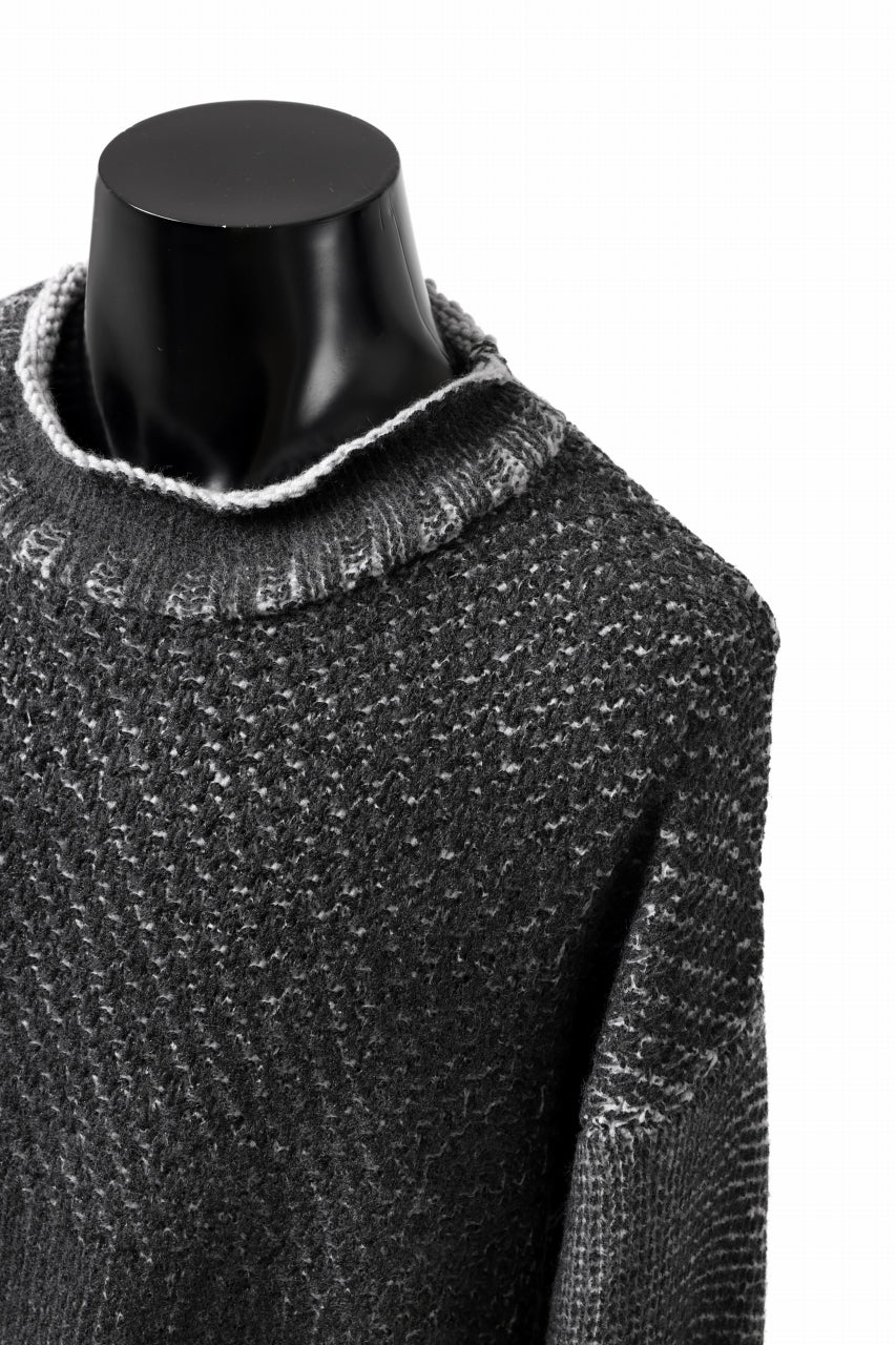 画像をギャラリービューアに読み込む, ISAMU KATAYAMA BACKLASH LOOSEY KNIT PULLOVER / PIGMENT PRINTED (GREY)