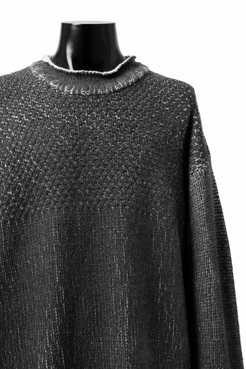 画像をギャラリービューアに読み込む, ISAMU KATAYAMA BACKLASH LOOSEY KNIT PULLOVER / PIGMENT PRINTED (GREY)