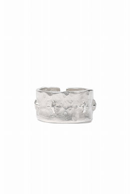 m.a+ thick silver stitched multiple cross ring / AG538/AG (SILVER)