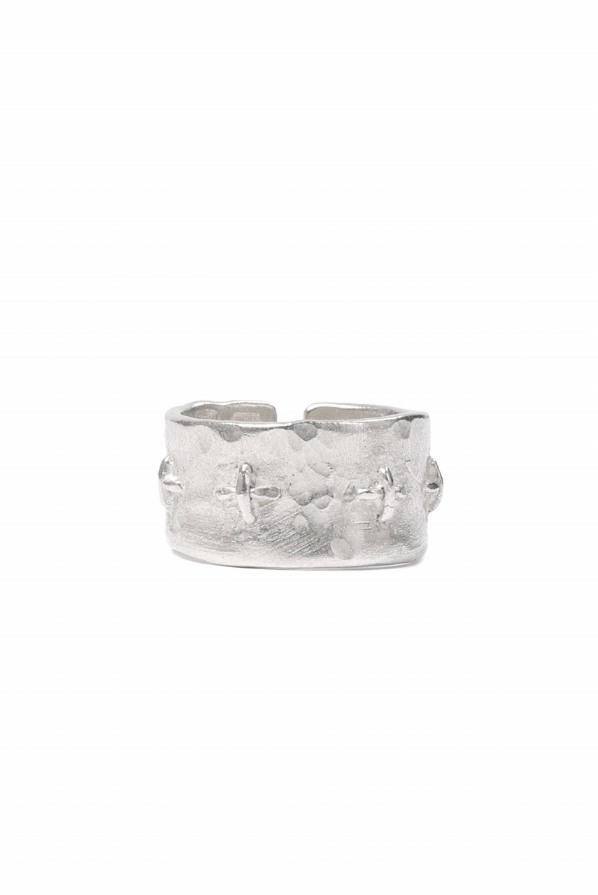 m.a+ thick silver stitched multiple cross ring / AG538/AG (SILVER)