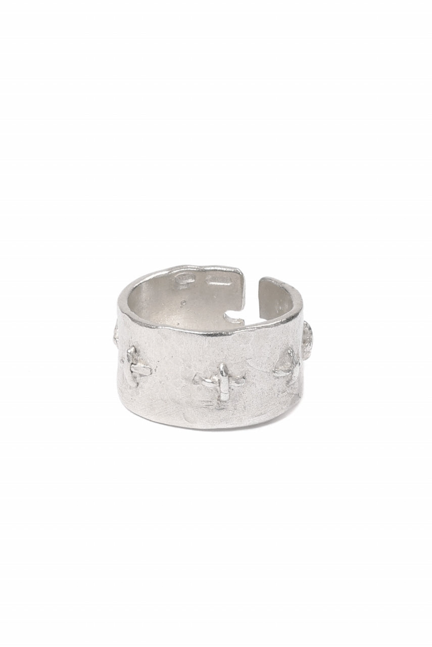 m.a+ thick silver stitched multiple cross ring / AG538/AG (SILVER 
