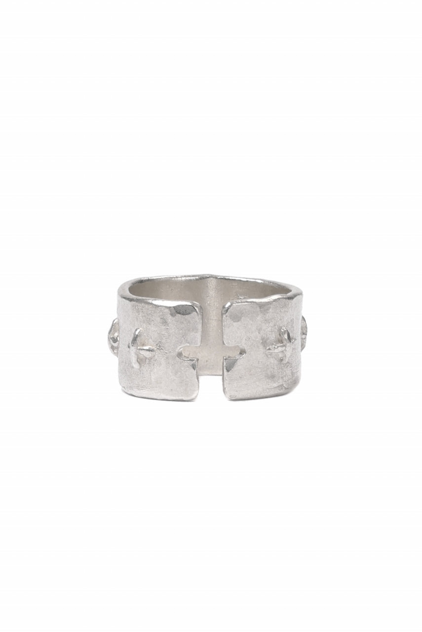 m.a+ thick silver stitched multiple cross ring / AG538/AG (SILVER)