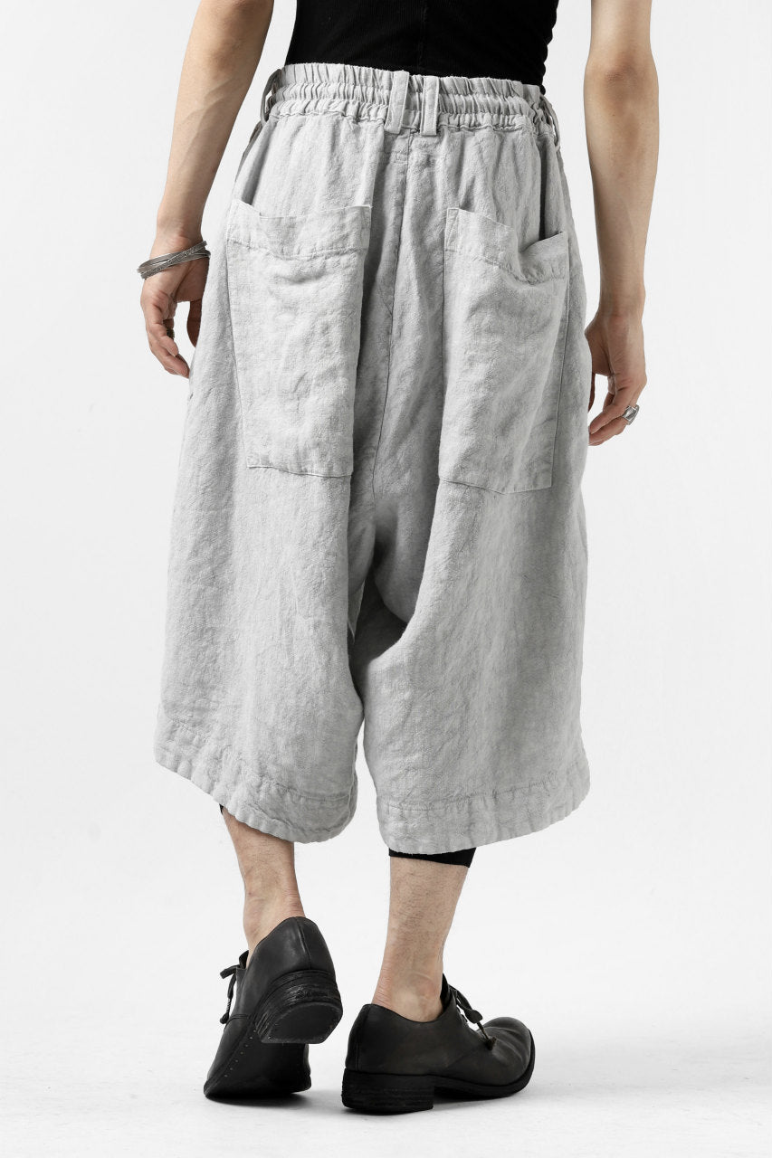 _vital tucked volume short pants / JP-ink dyed organic linen (L.GREY)