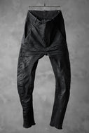 masnada SCAR STITCHED BIAS FRONT BAGGY PANT / COATING DENIM (BLACK)