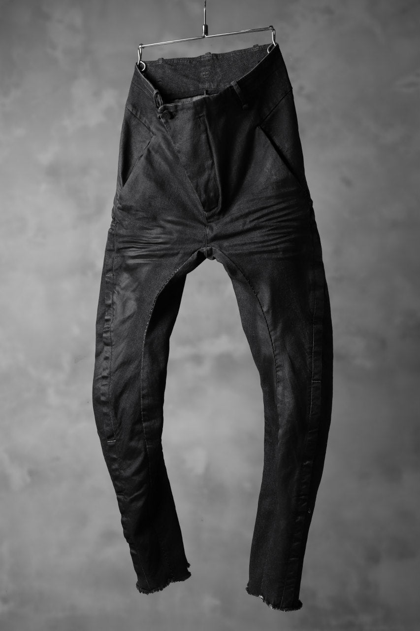 Load image into Gallery viewer, masnada SCAR STITCHED BIAS FRONT BAGGY PANT / COATING DENIM (BLACK)