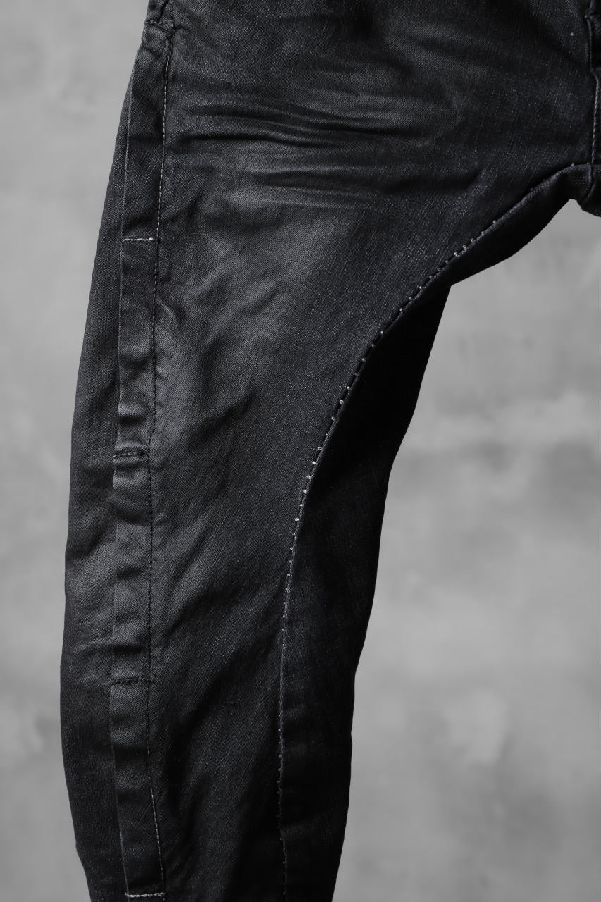 masnada SCAR STITCHED BIAS FRONT BAGGY PANT / COATING DENIM (BLACK)