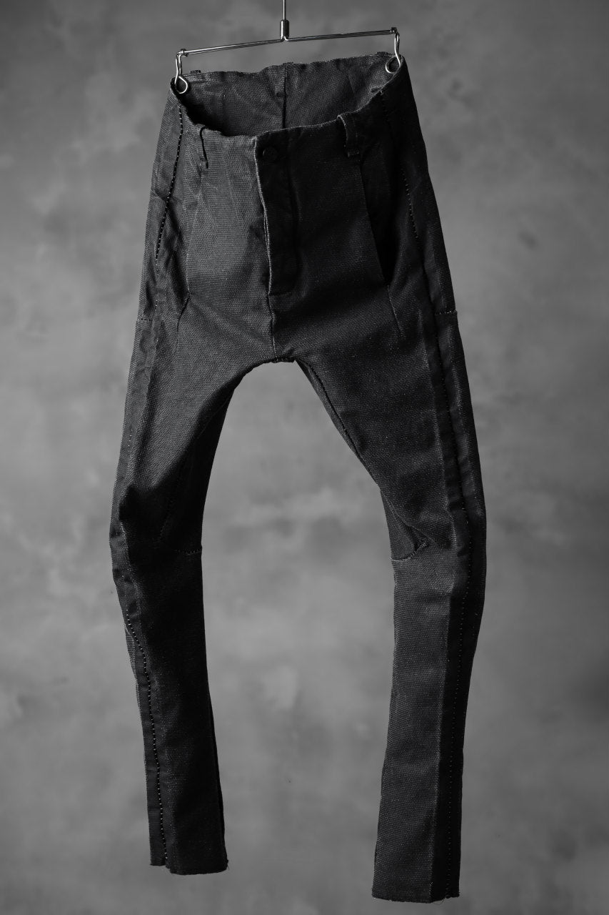Load image into Gallery viewer, masnada SCAR STITCHED LINE SKINNY PANT / WASHED RESIN-COAT DENIM (WASHED BLACK)