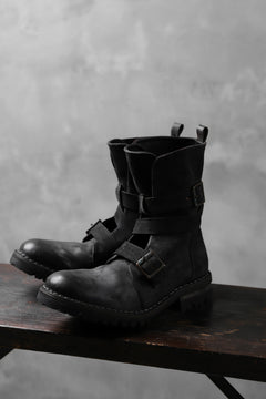 Load image into Gallery viewer, masnada ENGINEER BOOTS / REVERSED HORSE LEATHER (BLACK)
