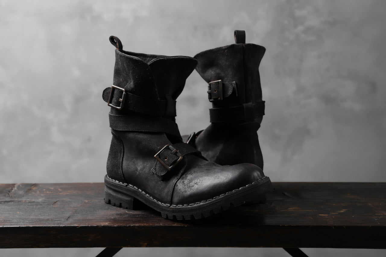 masnada ENGINEER BOOTS / REVERSED HORSE LEATHER (BLACK)