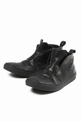 incarnation exclusive MIDDLE TOP SNEAKER ELASTIC LINED / HORSE FULL GRAIN (PIECE DYED ALL BLACK)