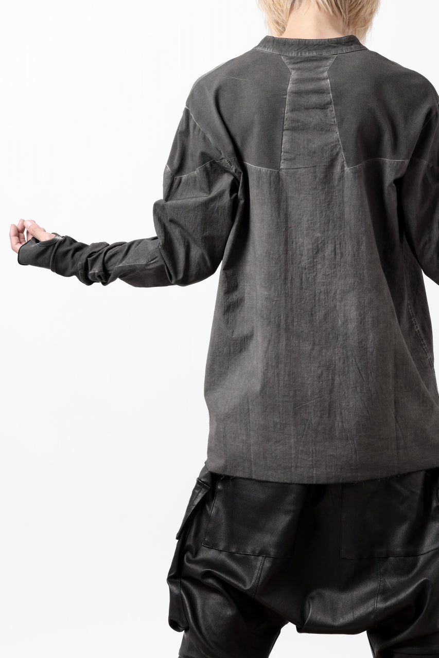 thomkrom NO COLLAR SHIRT/ JERSEY+WOVEN (BLACK OIL)