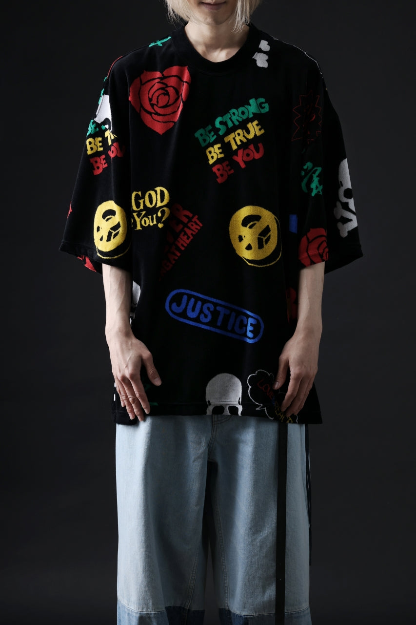 mastermind JAPAN ALL-OVER DESIGN VELOUR TEE / BOXY FIT (MULTI)