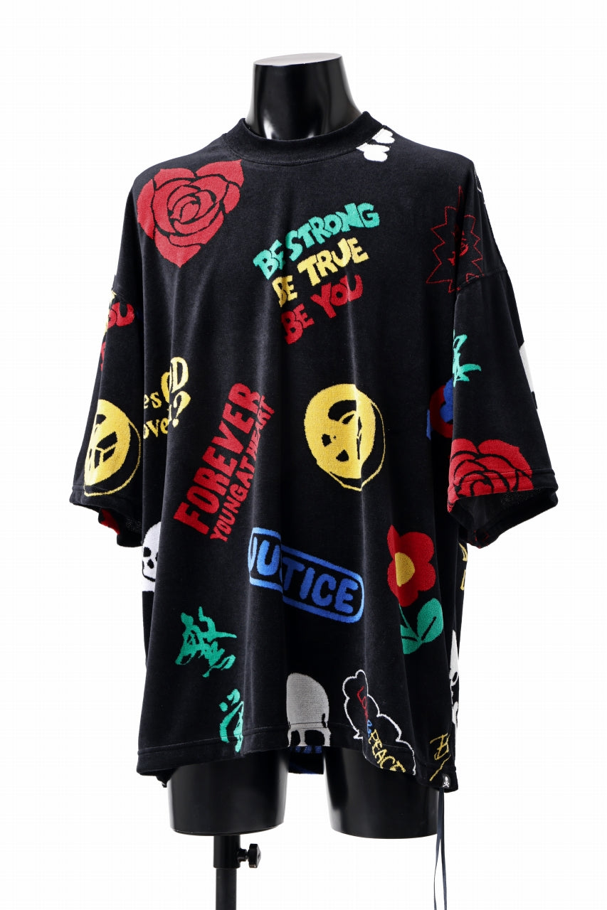 mastermind JAPAN ALL-OVER DESIGN VELOUR TEE / BOXY FIT (MULTI)