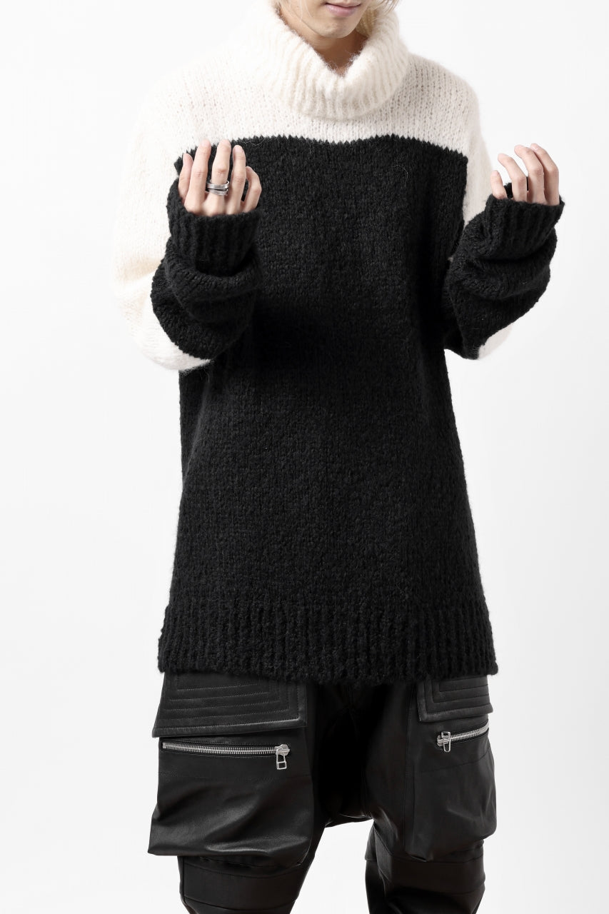 thomkrom HIGH COLLAR KNIT PULLOVER / ALPACA WOOL (BLACK x WHITE)
