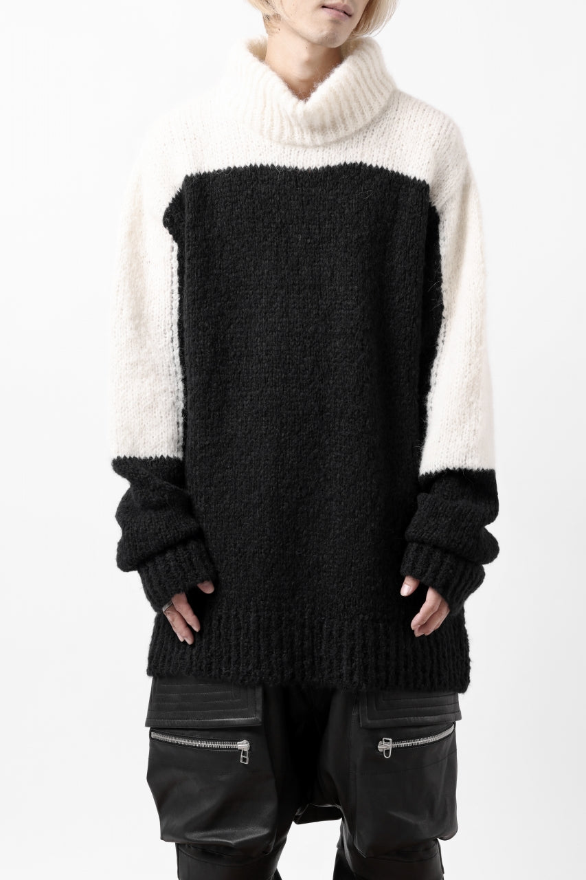 thomkrom HIGH COLLAR KNIT PULLOVER / ALPACA WOOL (BLACK x WHITE)