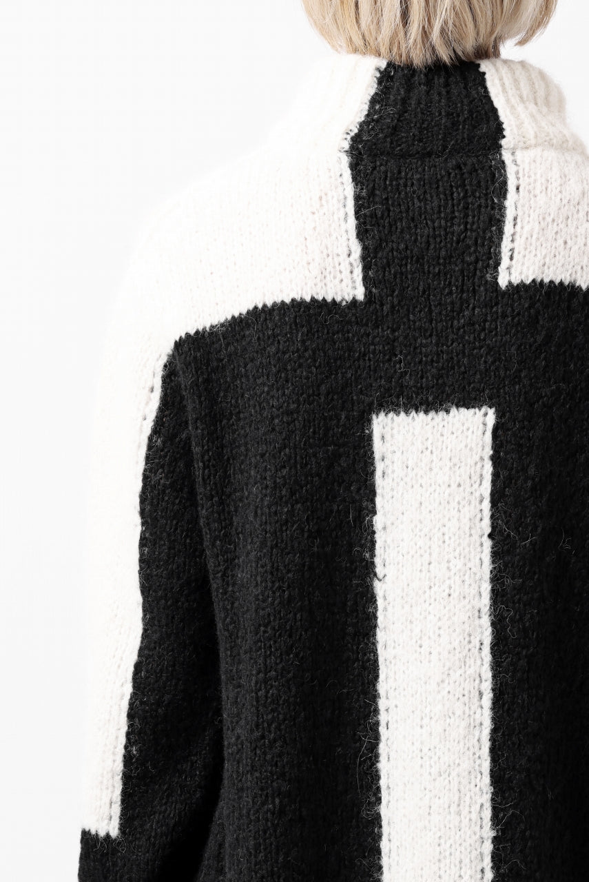Load image into Gallery viewer, thomkrom HIGH COLLAR KNIT PULLOVER / ALPACA WOOL (BLACK x WHITE)