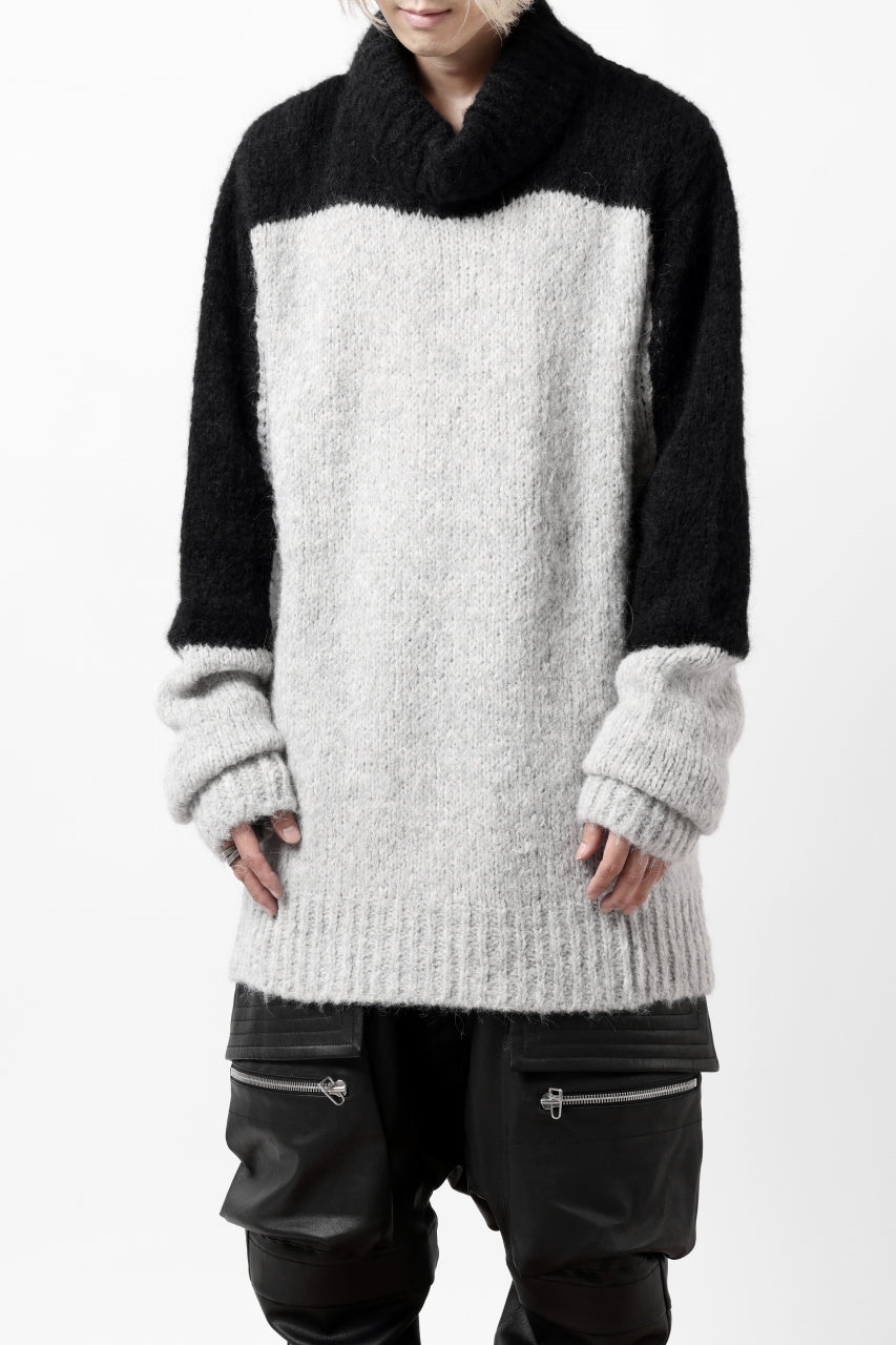 画像をギャラリービューアに読み込む, thomkrom HIGH COLLAR KNIT PULLOVER / ALPACA WOOL (LIGHT GREY x BLACK)