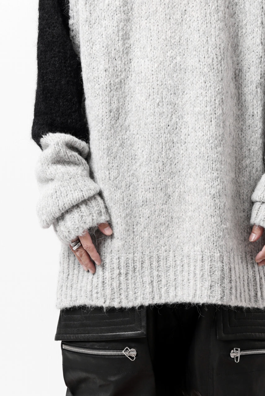 thomkrom HIGH COLLAR KNIT PULLOVER / ALPACA WOOL (LIGHT GREY x BLACK)