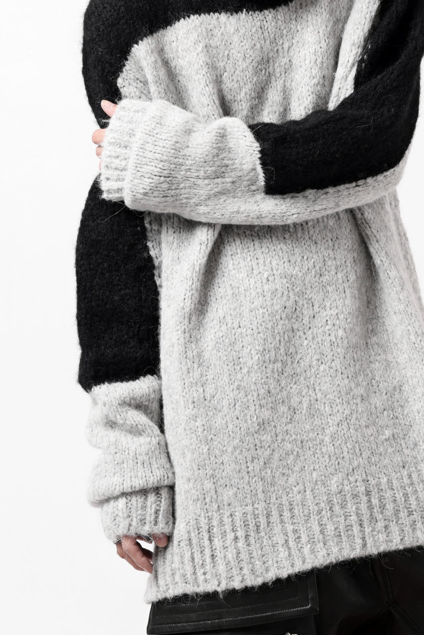 thomkrom HIGH COLLAR KNIT PULLOVER / ALPACA WOOL (LIGHT GREY x BLACK)