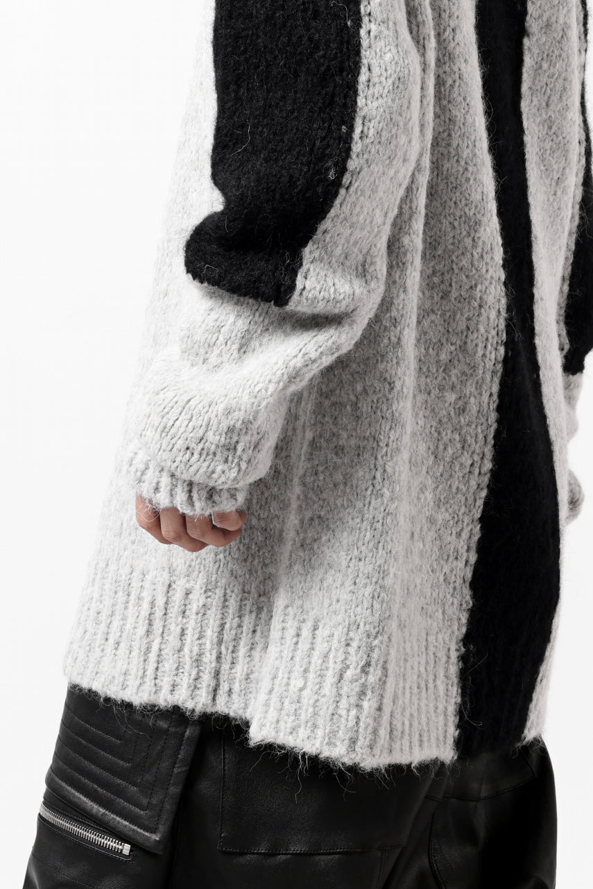 thomkrom HIGH COLLAR KNIT PULLOVER / ALPACA WOOL (LIGHT GREY x BLACK)