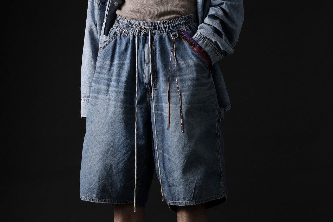 mastermind JAPAN LIGHT OZ SELVEDGE DENIM WORK SHORTS / SPECIAL WATER REPELLENT (INDIGO)