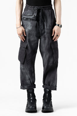 thomkrom DRAW STRINGS CARGO TROUSERS / DYEING WOVEN ELASTIC (MARBLE T109)