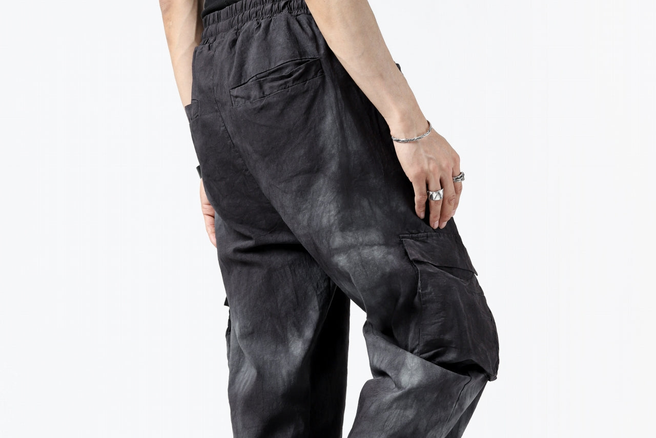 thomkrom DRAW STRINGS CARGO TROUSERS / DYEING WOVEN ELASTIC (MARBLE T109)