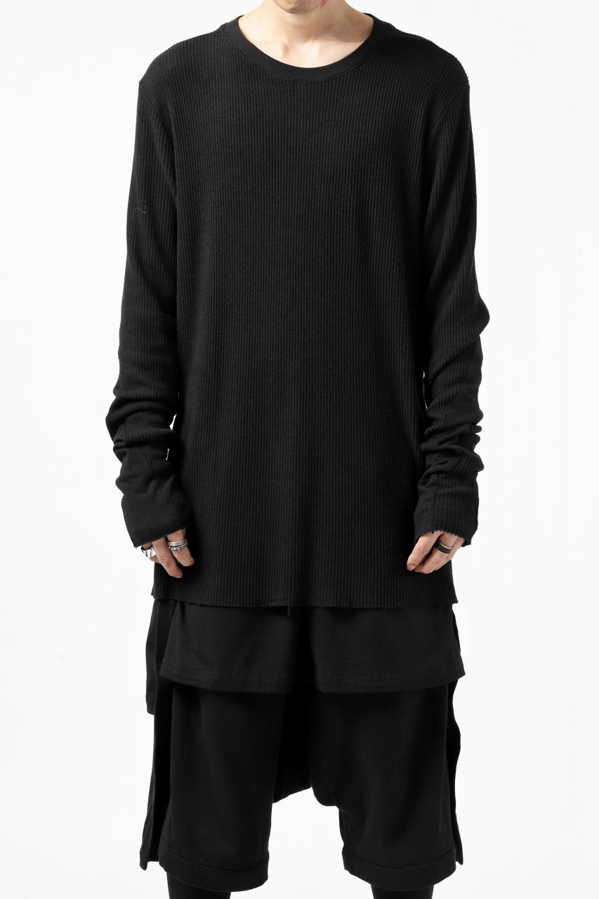 thomkrom LONG SLEEVE TOPS / STRETCH MIXED UP RIB (BLACK)