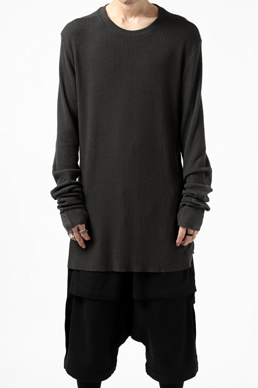 thomkrom LONG SLEEVE TOPS / STRETCH MIXED UP RIB (BROWN)