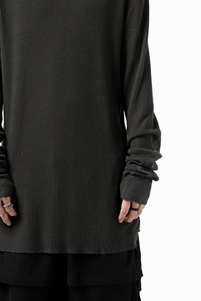 thomkrom LONG SLEEVE TOPS / STRETCH MIXED UP RIB (BROWN)