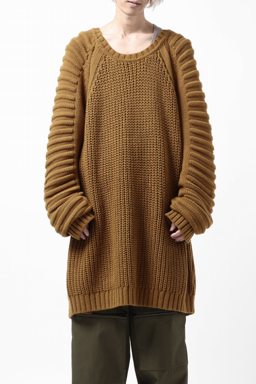 A.F ARTEFACT LOWGAUGE CABLE KNIT PULLOVER LADDER-SLEEVE (MUSTARD ...