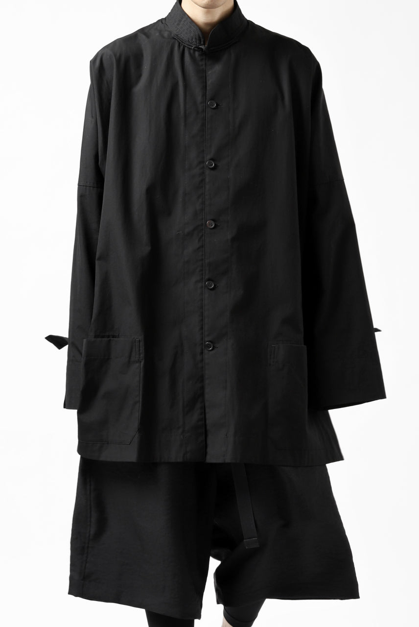 Y's BANG ON! No.120 CUFF ST CHINA SHIRT / AIR-TUMBLED COTTON (BLACK)