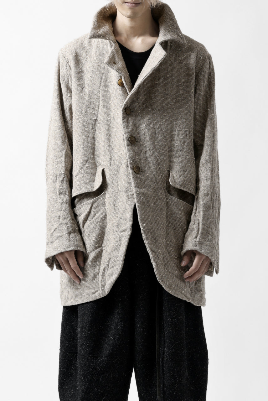 YUTA MATSUOKA semi-double jacket / knot yarn wool linen (ecru)の 