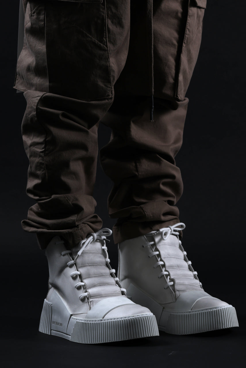 画像をギャラリービューアに読み込む, BORIS BIDJAN SABERI COW LEATHER MID CUT SNEAKER / WASHED &amp; HAND TREATED &quot;BAMBA1.1-SIN&quot; (LIGHT GREY)