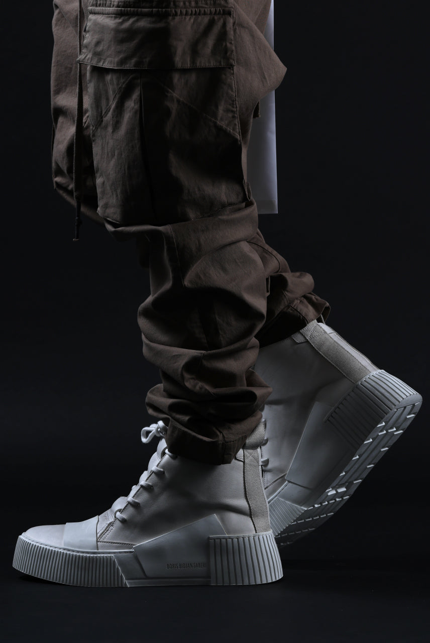 BORIS BIDJAN SABERI COW LEATHER MID CUT SNEAKER / WASHED & HAND TREATED "BAMBA1.1-SIN" (LIGHT GREY)